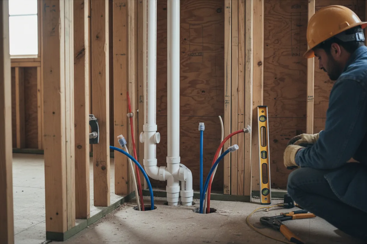 Drain and supply rough-in during Drain Cleaning in Elkville