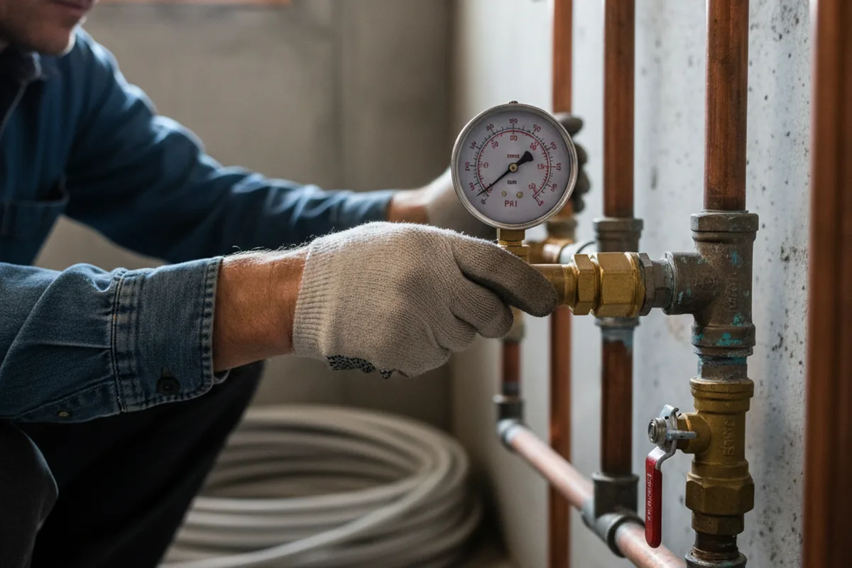 Pressure testing a repaired line during Water Line Repair in Elkville